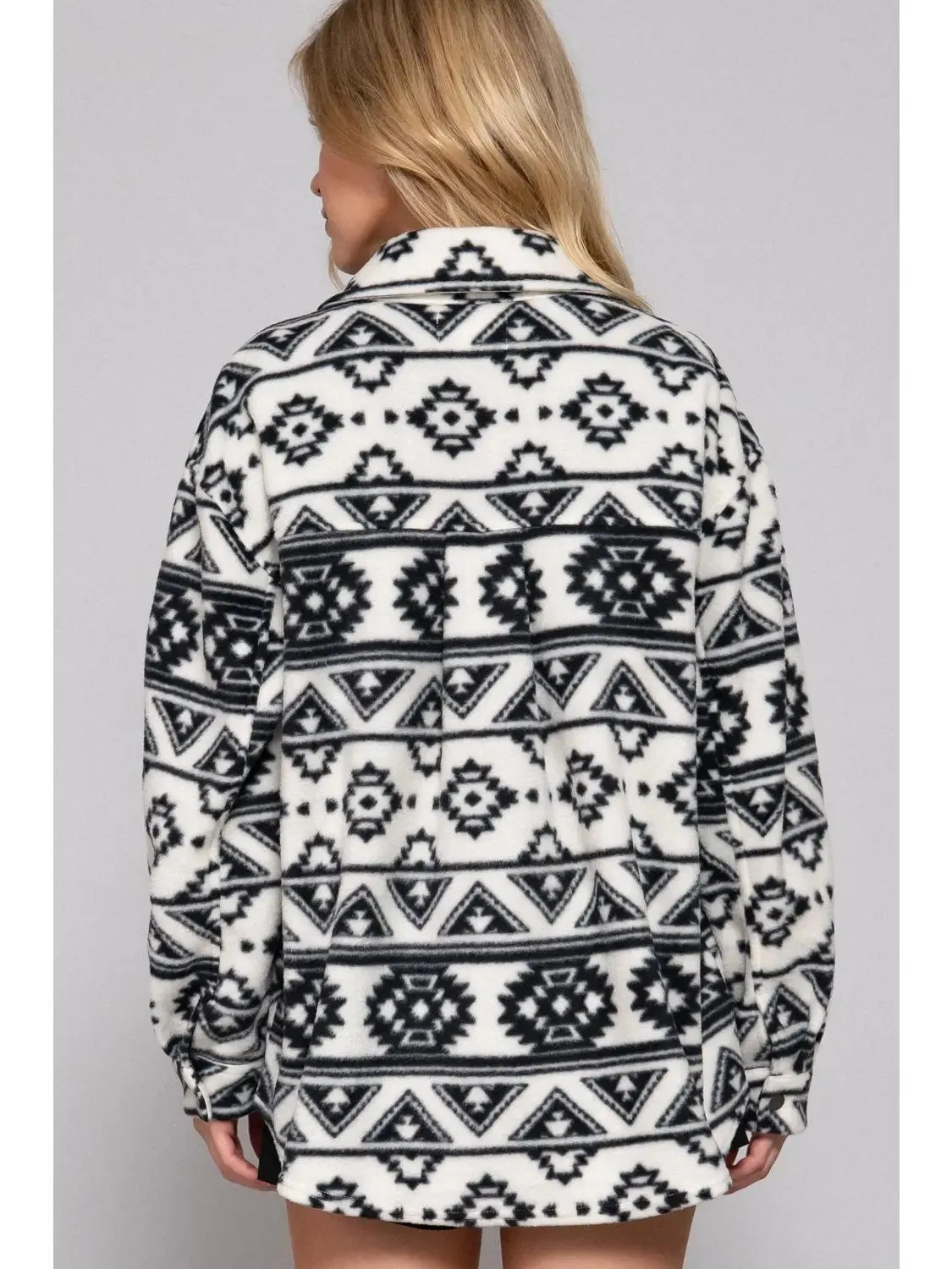 Long Sleeve Printed Fleece Shacket