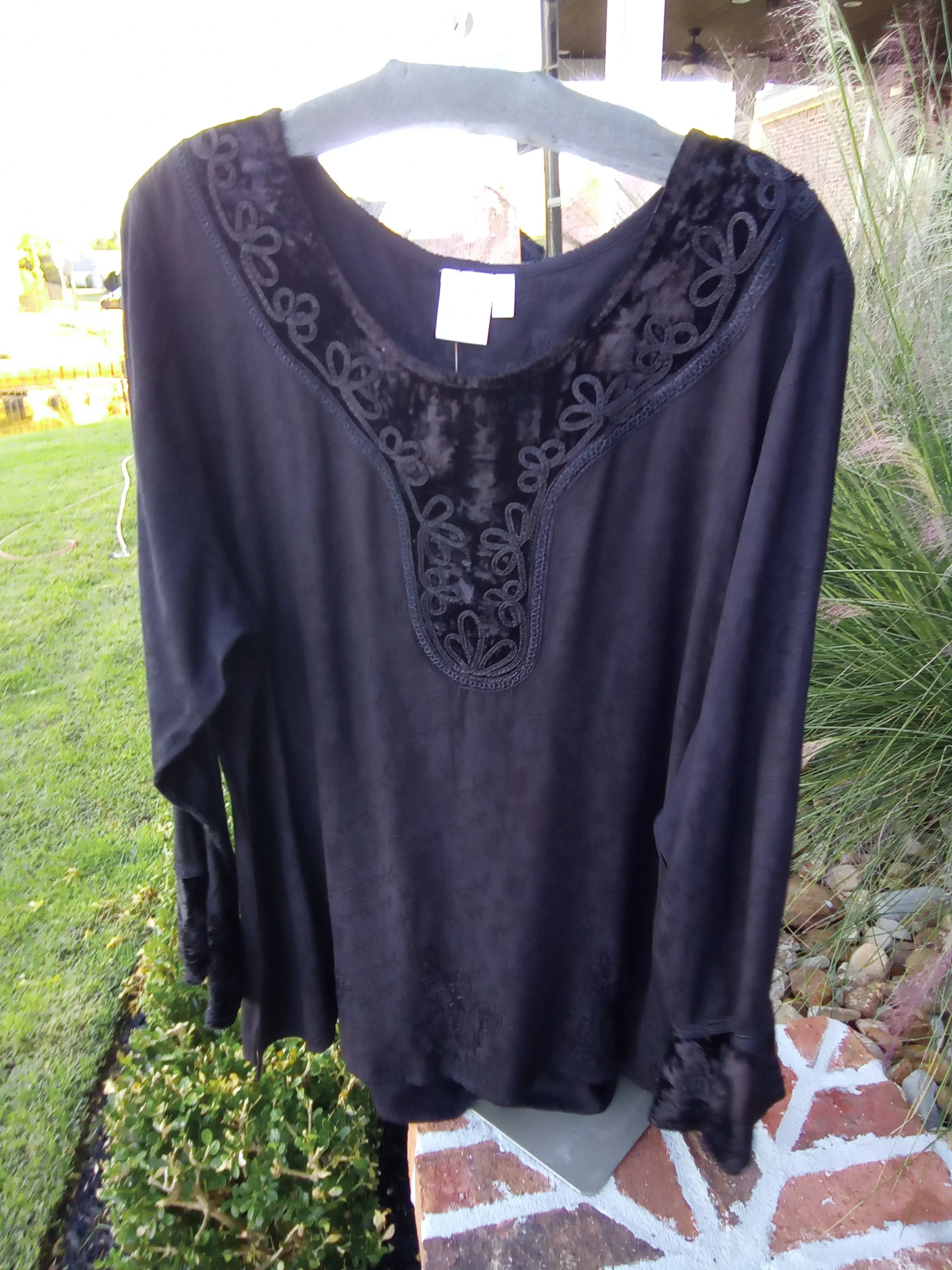 Rayon and Velvet Tunic - black | Parsley & Sage