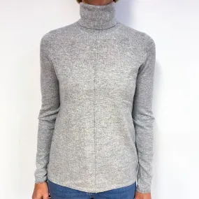 Smoke Grey Lightweight Cashmere Polo Neck Jumper Medium
