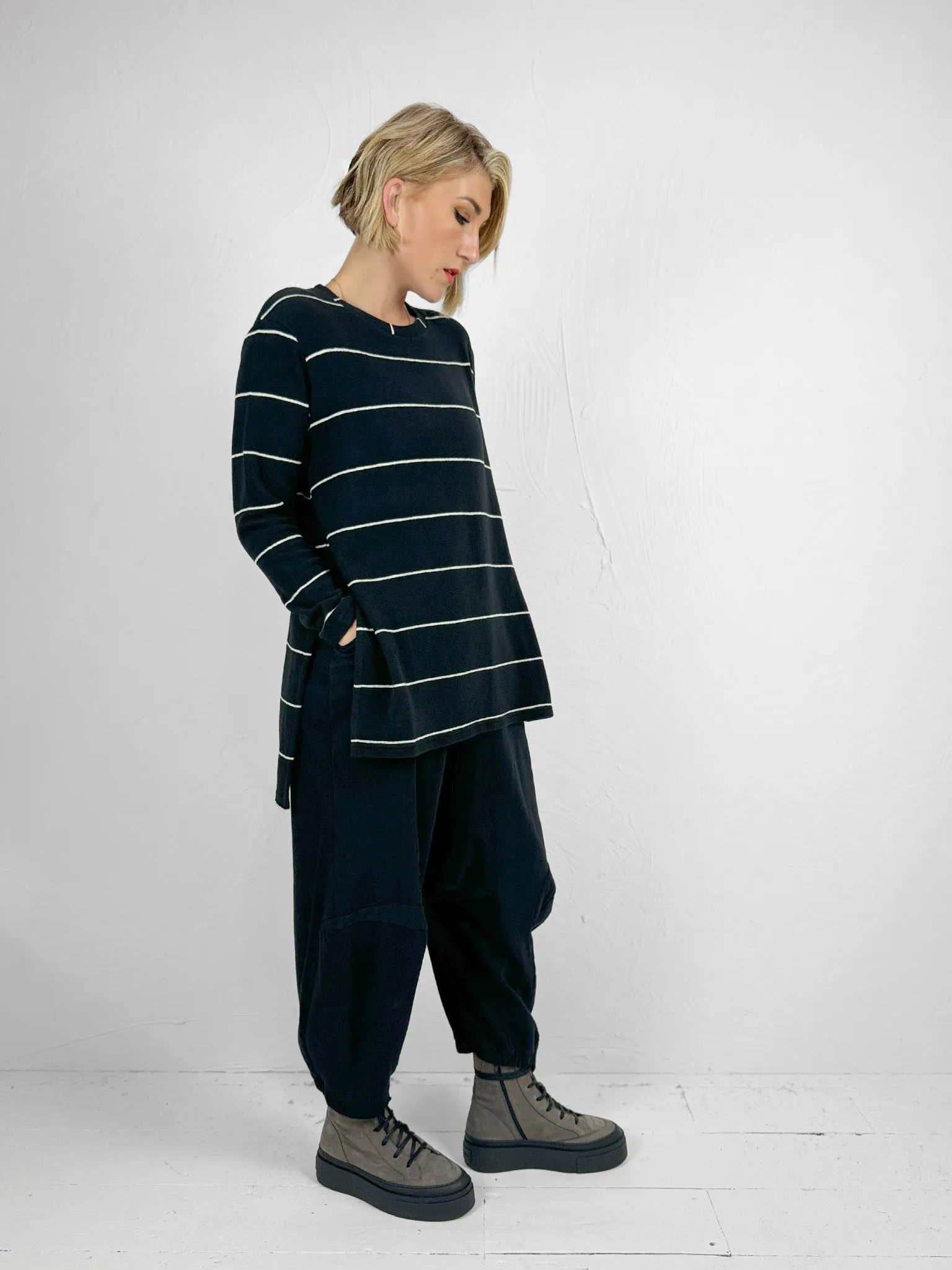 Split Sides Striped Tunic Top