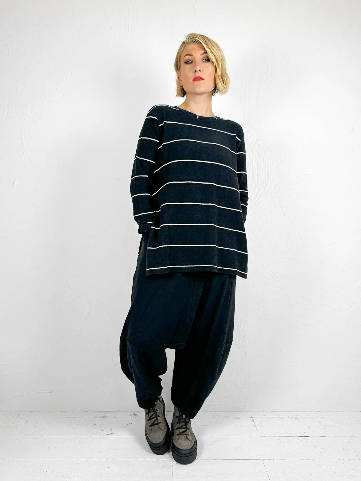 Split Sides Striped Tunic Top