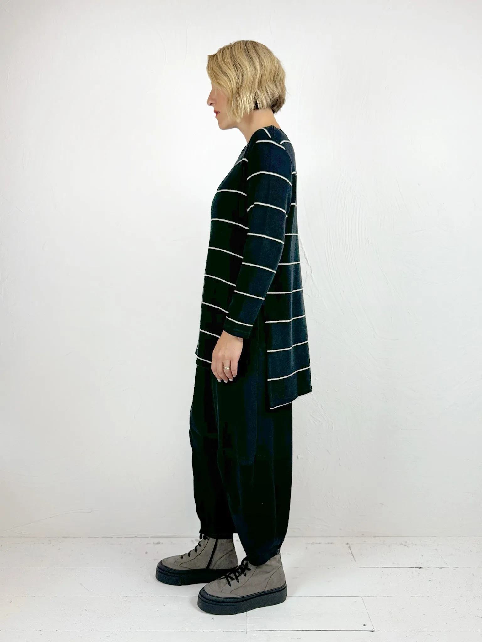 Split Sides Striped Tunic Top